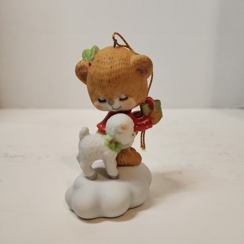 Vtg Prayer Bear 3"Ornament Figurine by Morgan Inc. George Good Christmas Ceramic
